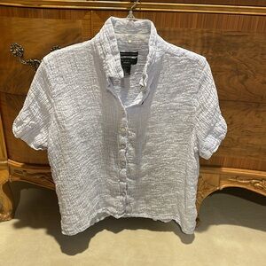 TAHARI pale blue linen blouse size xl